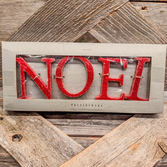 Pottery Barn NOEL Merlot Sugar Coated Christmas Letter Ornaments, Original Box - Picture 3 of 10